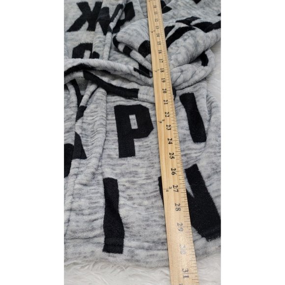 Victorias Secret Womens Gray Pink Logo Fleece Robe Tie Waist Long Sleeve Size XS - Picture 7 of 8